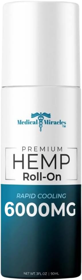 Medical Miracles Hemp Oil Roll-On 6,000mg | Plant-Based Botanical Extract | Formulated for Muscles, Hips, Joints, Neck, Back, Elbows, Fingers, Hands & Knees