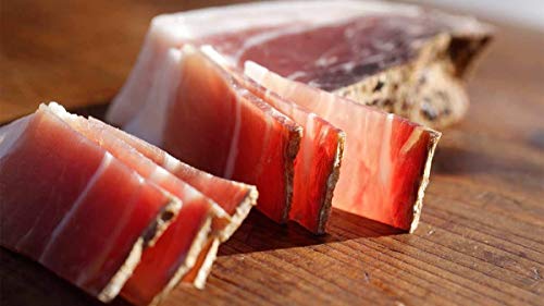 Speck, 6 lbs +/- (4lbs - 6lbs/piece) ,Seasoned and Smoked Italian Ham, Cured in the European Alps Mountains, Alto Adige IGP, Boneless and Ready to Slice, Best sliced paper thin with slicer, (Not Prosciutto), Weight approx. 6 lbs, by Moser Tirolinger brand