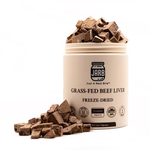 JARB 100% Grass-Fed Freeze-Dried Beef Liver 5OZ– Single Ingredient, Raw, All Natural, High Protein, Grain-Free, Healthy Dog Training Snacks, Made in USA, Puppy Training, Reward Snacks, Dog Food Topper