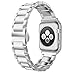 Compatible for Apple Watch Band 42mm 44mm, UMTELE Super Slim Stainless Steel Band Metal Strap with Butterfly Clasp Compatible with Apple Watch Series 4(44mm) Series 3/2/1(42mm), Silver
