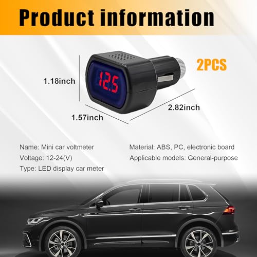 Suvnie SUVNIE-1090CL 2 Pcs Car Led Cigarette Lighter Voltmeter, Dc 12V 24V Battery Voltage Digital Panel Meter, Universal Auto Electric Volt Gauge Monitor thumb #1