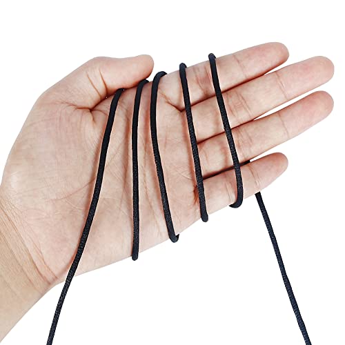Image of Tenn Well 3mm Satin Cord, 328 Feet Silky Nylon Rattail Cord for Macrame Projects, Dream Catchers, Chinese Knotting, Arts and Crafts Black (Pack of 2)