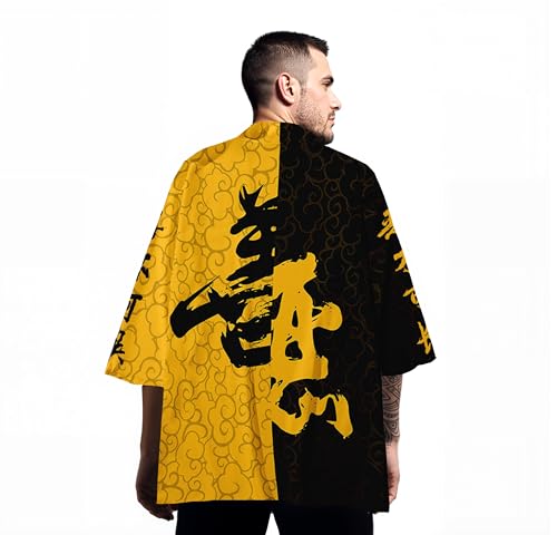 Image of Women's and Men Cardigan Jackets Lightweight Japanese Kimono Long Sleeves Open Front Coat