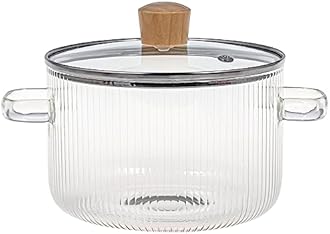 Glass Cooking Pot with Lid - 1.6L(54oz) Heat Resistant Borosilicate Glass Cookware Stovetop Pot Set - Simmer Pot with Cover Safe for Soup, Milk, Baby Food