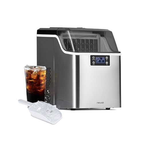 Newair NIM045SS00 45 lbs. Portable Countertop Clear Ice Maker with FrozenFall Technology, Custom Ice Thickness Controls, 24 Hour Timer, Large Viewing Ice Window, Perfect for Cocktails, Scotch, Soda