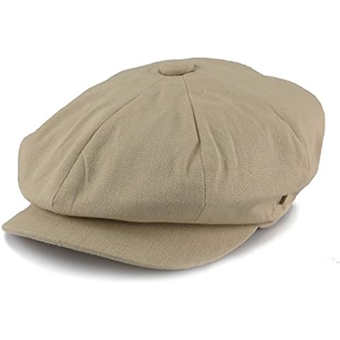 Men's Cotton Applejack Patchwork Snap Brim Newsboy Cap (Medium, Solid Khaki) Cover
