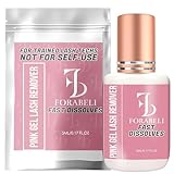 PINK GEL LASH REMOVER for Eyelash Extensions 15 ml Forabeli Fast Adhesive Dissolution time 60 seconds | Professional Individual Eyelash Extension Glue Remover Supplies | Pleasant Smell