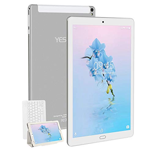 Tablet 10.1 Pulgadas YESTEL Android 8.1 Tablets con 3GB RAM & 32GB ROM y 4G LTE Dual SIM Call, 5.0 MP + 8.0 MP HD la Cámara y 8000mAH-Plata