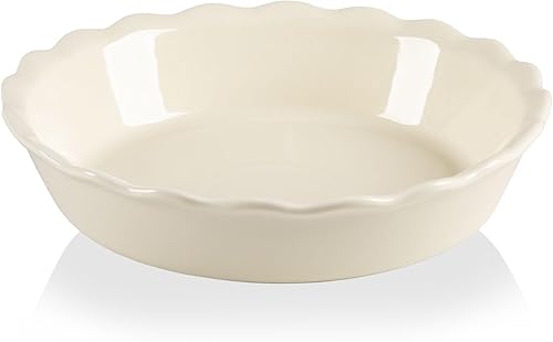 Sweejar - Molde para tartas de cerámica para hornear, bandeja redonda de 10 pulgadas para cena, plato para tartas antiadherente con borde suave