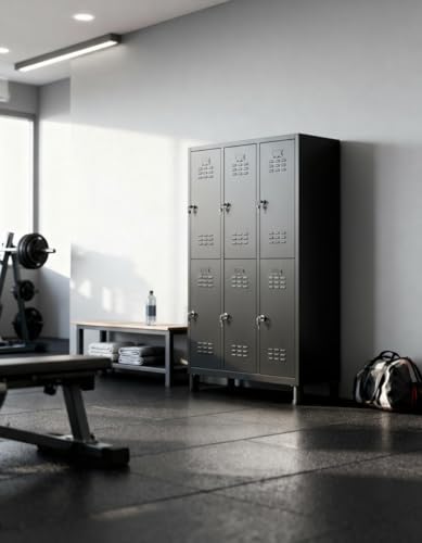 Miniatura 2 de Twinthink Taquillas Vestuario. 180 X 97 X 40 Cm Taquillas Metalicas De 6 Puertas Taquilla Metalica Con Llave Taquillas Vestuario Metalicas 1, Negro