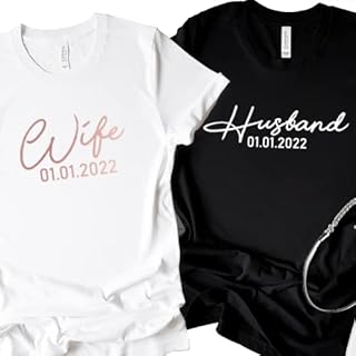 Wifey and Hubby Matching Married Couple T-Shirt, Husband and Wife Shirt, Custom Wedding Date Shirt, Just Married Shirt, Honeymoon Top