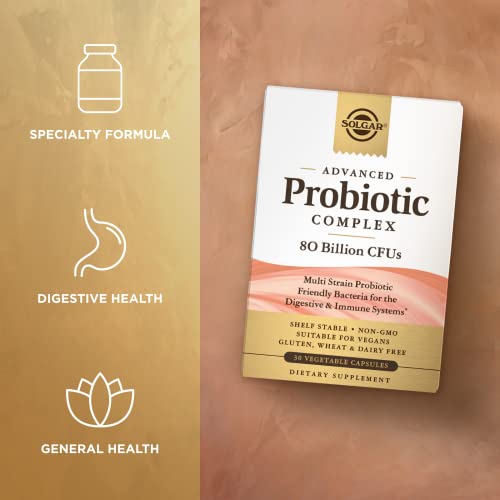 Solgar Advanced Probiotic Complex, 30 Vegetable Capsules - 80 Billion Cfu Multi Strain Probiotic - Everyday Care For Digestive & Immune Systems - Non-Gmo, Vegan, Gluten & Dairy Free, 30 Servings #TOP2