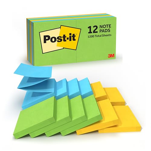 Post-it Pop-up Notes, 12 Sticky Note Pads, 3 x 3 in., School Supplies, Office Products, Accordion Sticky Notes Work with Pop-Up Note Dispenser, Floral Fantasy Collection - image 1