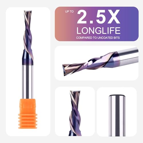 SpeTool Downcut Spiralfräser 8mm Schaft 6mm Schnittdurchmesser CNC Fräser für Oberfräse Holzfräser 24mm Schnittlänge mit TAC Beschichtung Nutfräser VHM Schaftfräser 2 Flöten Spiralnutfräser