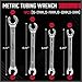 SEDY 4-Piece Flare Nut Wrench Set, Offset End Spanner Metric 9 10 11 12 13 14 15 17mm, CR-V Steel Storage Pouch Repair and Remove Nuts on Fuel Tube Hose Transmission Line