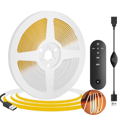 Tira de LED COB USB 5mm 5V Dimmable Flexible 2.5m 320 LEDs/m miniatura 1