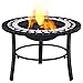 Bulufree Firepit paleniskowy z mozaiką, ruszt ognia, ruszt grzejny, kolor czarny i biały, 68 cm, ceramika