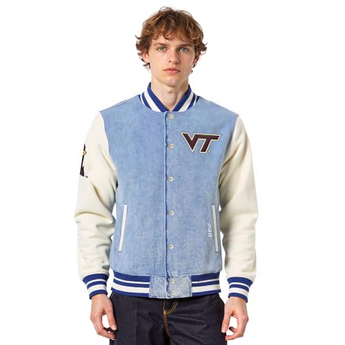 Pro Standard Mens Virginia Tech Hokies Varsity Blues Jacket Denim/Linen Xl