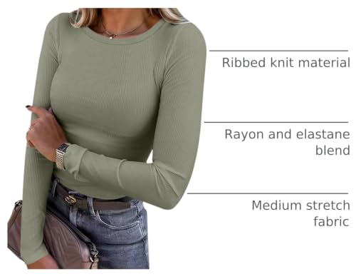 Image of ANRABESS Women Long Sleeve Shirts Rib Knit Slim Fit Tops Basic Tee Spring Outfits Casual T-Shirt Underscrubs Layer Clothes