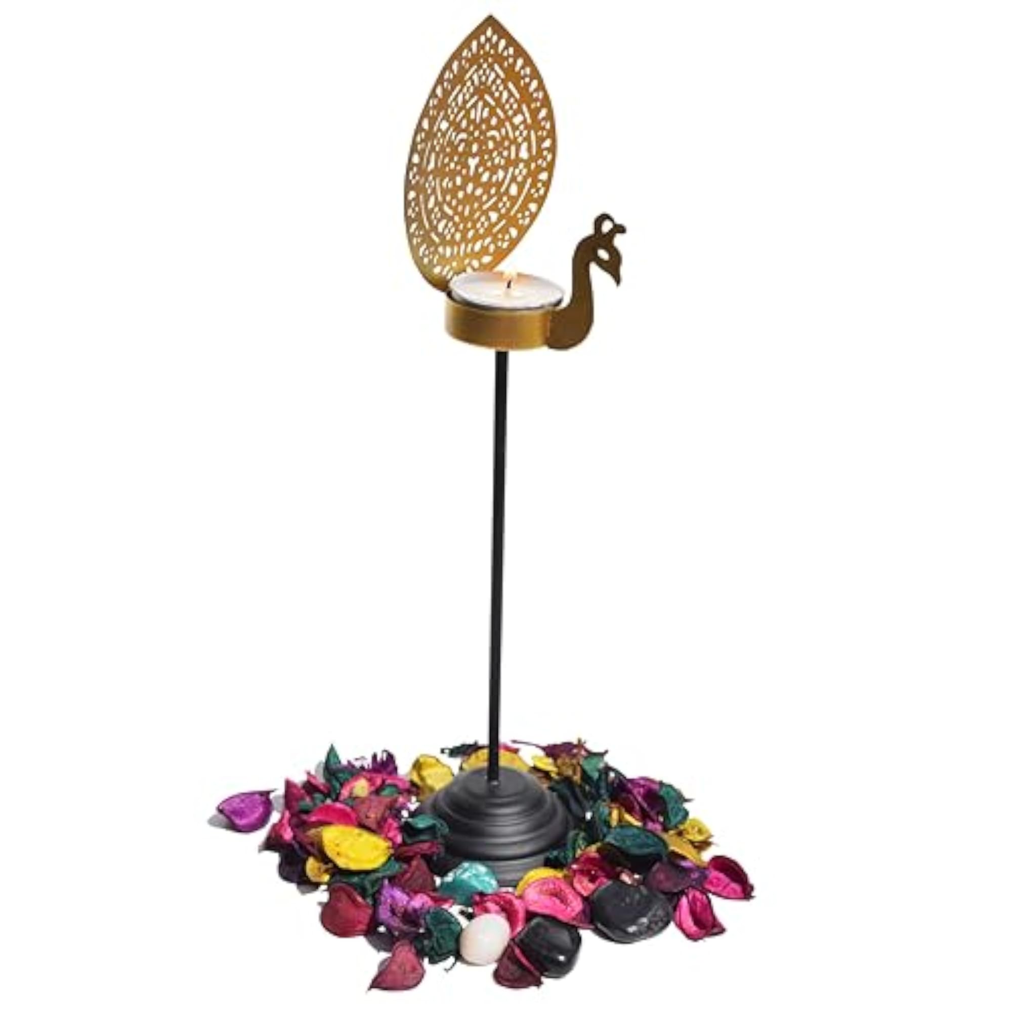 Metal Decorative Peacock Shape Tealight Candle Holder Stand