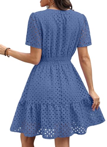 Summer Dresses for Women 2026 Short Sleeve Casual Dress Dustyblue Large — view 5