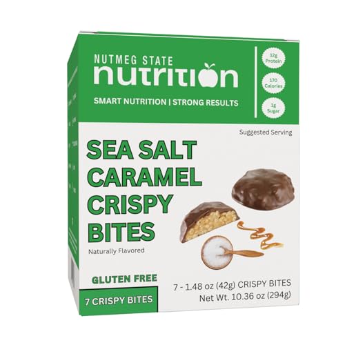Nutmeg State Nutrition – High Protein Bites, 12g Protein, Low Calories, 1g Sugar, Gluten Free, 7 Servings Per Box (1 Box, Sea Salt & Caramel)