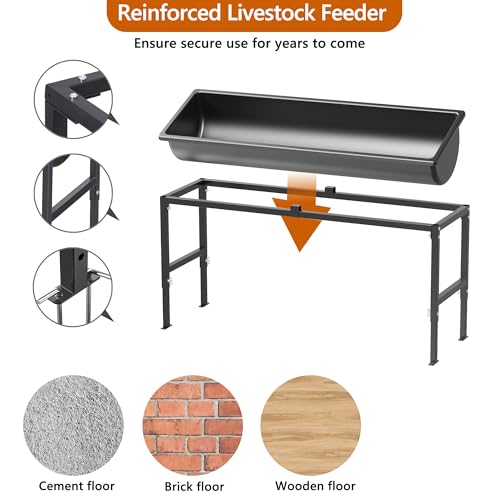 BUYYAH Animal Waterer 11 Gallon, Livestock Water Trough with Adjustable Stand, Easy to Assemble and Carry, Feeding Goat, Sheep, Horse, Dog in Farm
