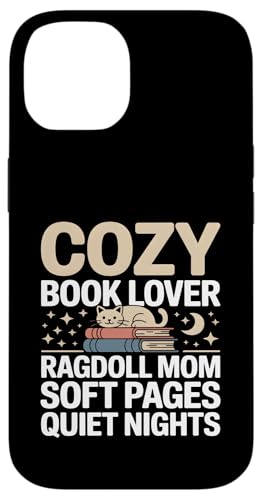 Cozy Book Lover Ragdoll Mom �\�t�g�y�[�W �Â��Ȗ� �X�}�z�P�[�X iPhone 14 �p
