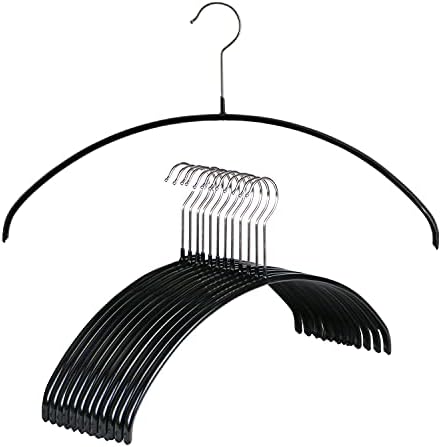Mawa by Reston Lloyd Euro Series Non-Slip Space Saving Clothes Hanger for Shirts & Dresses, Style 40/P, Set of 12, Black