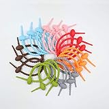 Silicone Ties, Bread Bags with Twist Ties, Silicone Zip Ties for Food, Cord Ties Snake Ties Multi Use for Kitchen Food Bags Pink Blue Green Orange (21 Pcs)