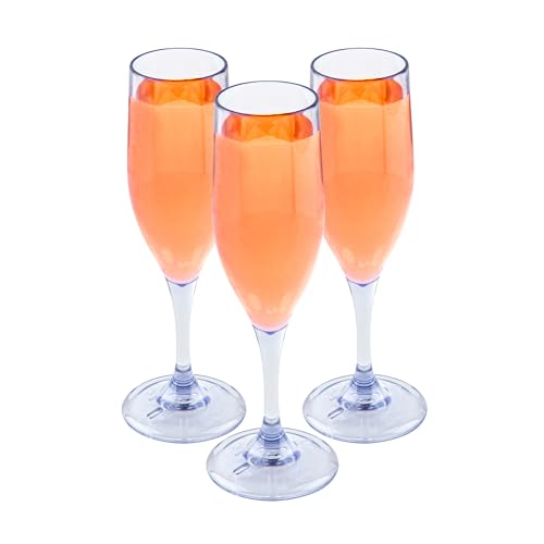 Restaurantware-Bev Tek 6 Ounce Champagne Flutes, 10 Heavy-Duty Sparkling Champagne Flutes - Dishwashable, Shatterproof, Clear Plastic Mimosa Glasses, For All Kinds Of Beverages