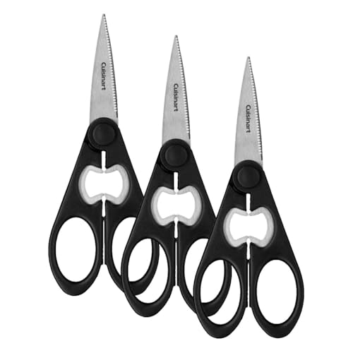 Image of Cuisinart Shears, 8 Inch Kitchen Scissors, Black (Pack of 3)