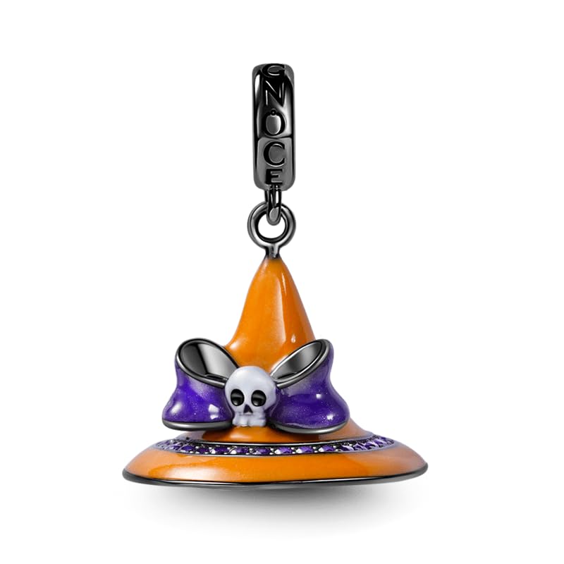 GNOCE Charm Anhänger Halloween Tarnkappe mit Schleife und Totenkopf Anhänger aus 925 Sterling Silber für Armband/Halskette Schmuck Geschenk Mädchen Frau Tochter