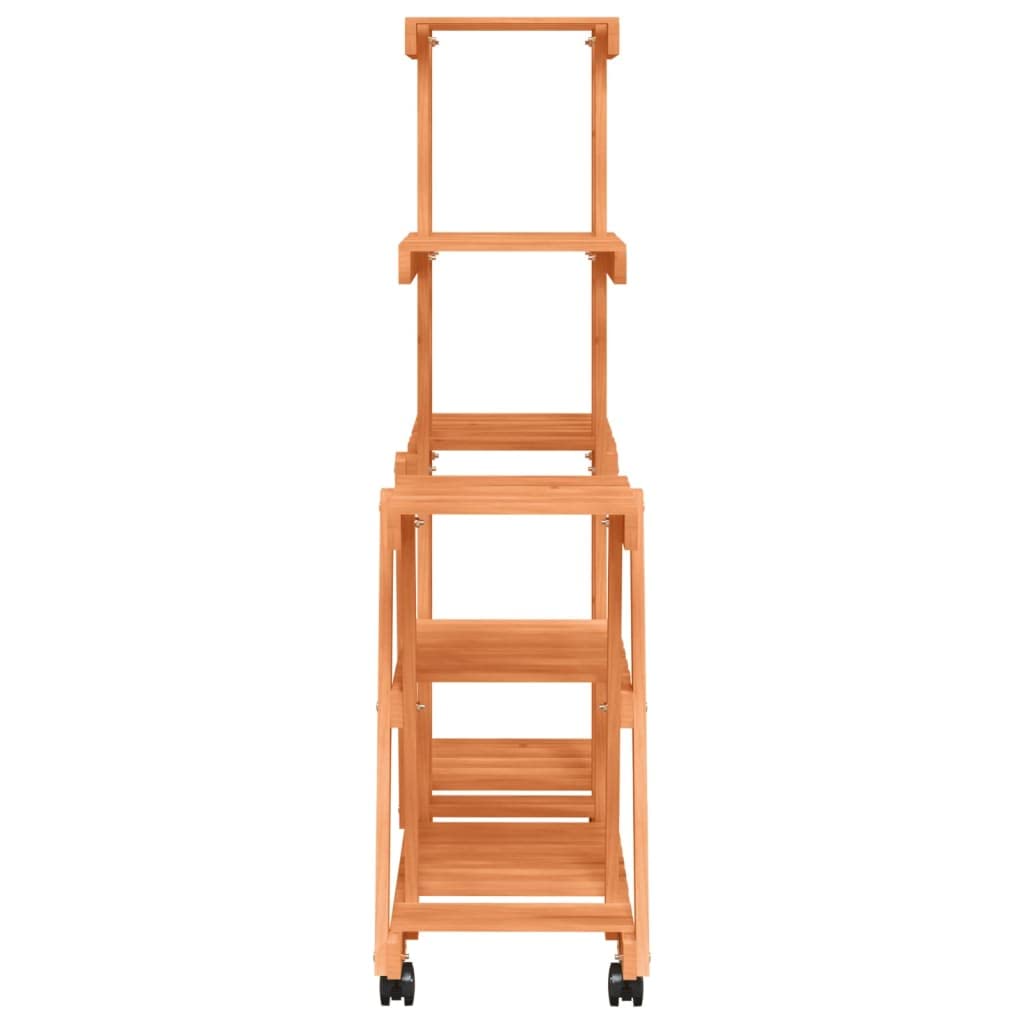 Stojak na doniczki drewno świerk 95x25x101 cm | Kółka obrotowe 360 stopni, półka balkonowa, salon lub patio, dekoracja retro