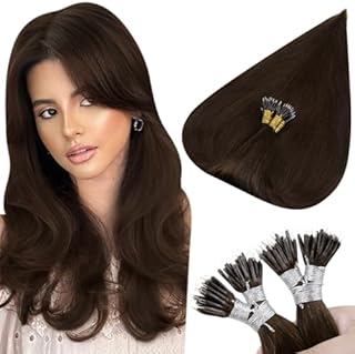 Dark Brown Nano Hair Extensions Real Human Hair Straight Hair Nano Tip Hair Extensions Straight Human Hair Nano Ring Hair Extensions Silky Invisible 14Inch #4 Brown 50g