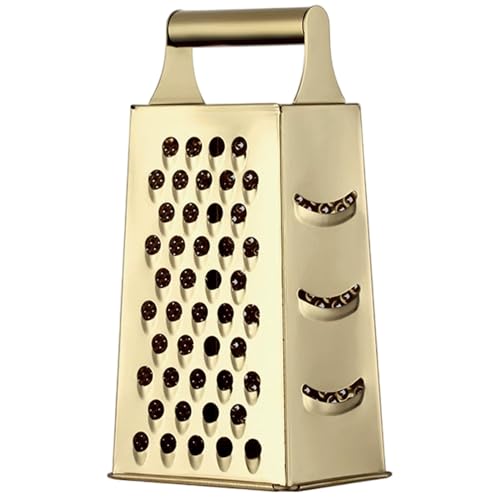 Grattugia per formaggio, grattugia in acciaio inox con 4 lati, affettaverdure alta 9, 3 pollici con manico, grattugie portatili per formaggio, verdure, patate Oro