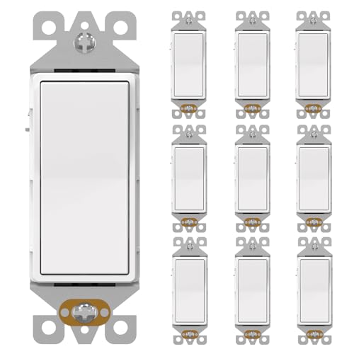 Aida 3-Way Switch - 15Amp, 120/277 Volt Paddle Switch, Self-Grounding, Residential &amp; Commercial Grade, UL Listed (10 Pack, Matte White)