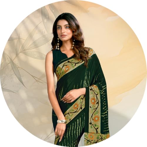 Image of Jaanvi fashion Women's Crepe Silk Saree with Unstitched Blouse Piece | Soft Lightweight Traditional Ethnic Wear Saree for Party, Wedding, Festival