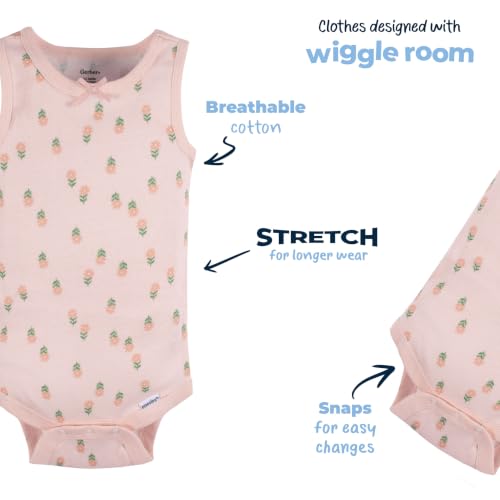 Gerber Baby Girls Multi-Pack Sleeveless Onesies Bodysuit Flowers 0-3 Months - image 4