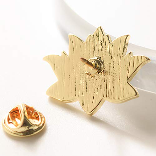 10K Gold Color Cute White Enamel Lotus Pin and Brooch(Black Gold)4