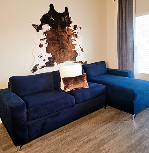 Chesserfeld Faux Cowhide Rug 5'X5' With Matching Faux Cowhide Pillow For Any Room, Genuine Look & Feel, Washable, No Odor, Cruelty-Free With Nonskid Backing, Boho, Farmhouse, & Country Décor #TOP4