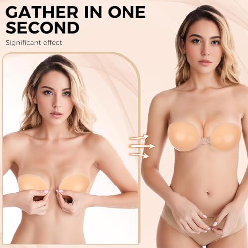 Strapless Sticky Adhesive Bra Invisible Push up Reusable Silicone Off Backless Viscous for Women Dress2