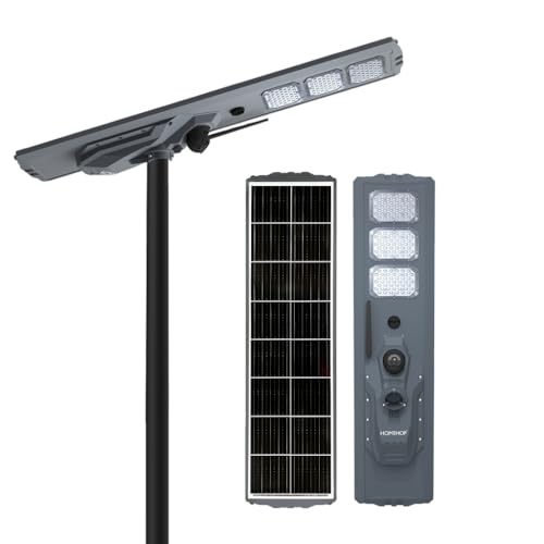 Image of Homehop Solar Light Outdoor Home Garden Street 600W Wireless Night LED Lamp | Solar Street Light Outdoor Automatic Waterproof Motion Sensor with Security Camera (110000mAh, Aluminium Alloy, Cool White)