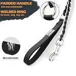 Chain Dog Leash Chew Proof Metal Leash for Medium Large Dogs, Chain Link Dog Anti Chew 5.2FT / 4FT Strong Anti Bite Comfortable Soft Padded Handle (Black, 5FT(30-80lb) - Image 2