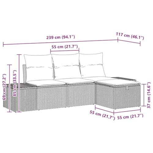 Ensemble canapé de jardin 4 pièces résistant aux intempéries en polyrotin durable