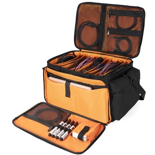AKOZLIN Cable File Bag with Detachable Dividers, DJ Gig Bag...