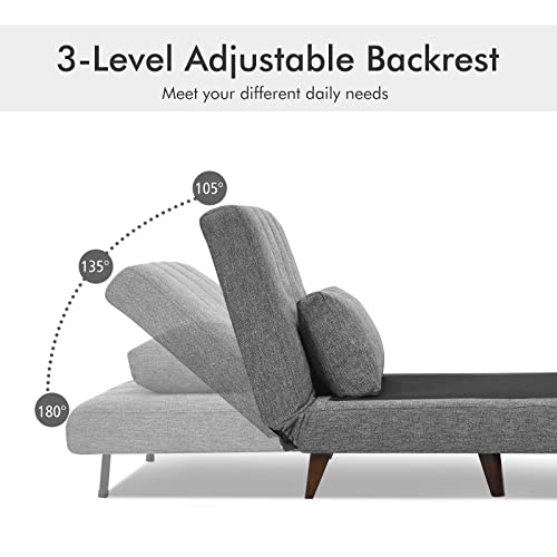 Giantex Sofa Bed Convertible Sleeper Adjustable Recliner Chair 3 In 1 Multi-Function 3-Position Backrest Guest Bed Sofa Couch With Waist Pillow Easy Assembly (Dark Gray) #TOP3
