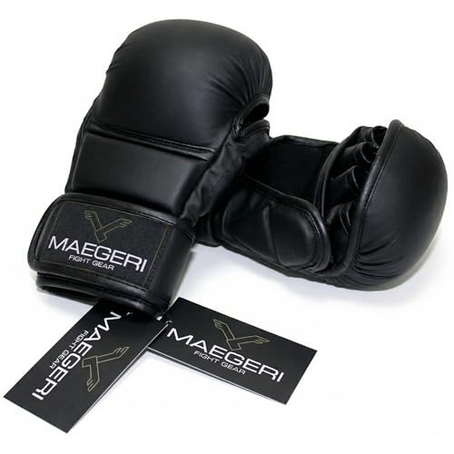 Maegeri Hybrid MMA Sparring Gloves 7oz, Open Palm Wrist Support (M)