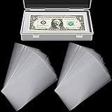 Clear Paper Money Holder Currency Sleeves Paper Money Sleeves Bill Protector Slab Holder Plastic with Storage Case for Collectors Money Bill Banknote Stamp Paper Souvenirs Storage (301 Pieces)