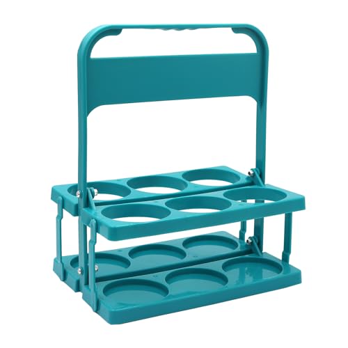 YESAH Porte Bouteille Pliable,Pliable Plastique Durable avec Poignée pour 6 Bouteilles,Bleu Lac,26x18x31cm,Caisse à Boissons Portable pour Bouteilles de...